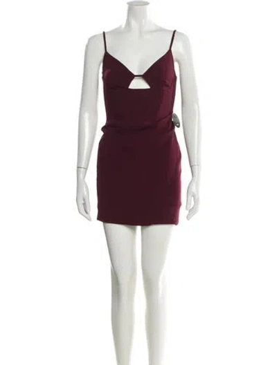 Pre-owned Nookie V-neck Mini Dress In Burgundy