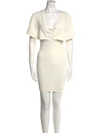 Pre-owned Nookie V-neck Mini Dress In White