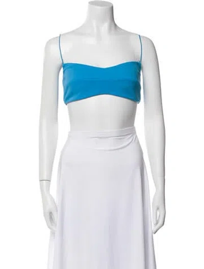 Pre-owned Nookie V-neck Sleeveless Crop Top In Blue