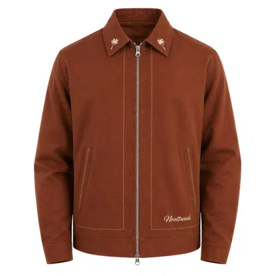 Nooltrends Brown Mocha Palmeraie Embroidered Jacket Men -