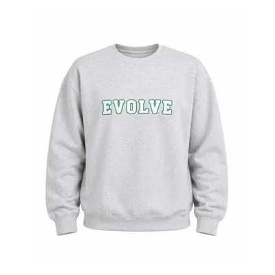 Nooltrends Grey Evolve Varsity Embroidered Sweatshirt - Gender Neutral  In White
