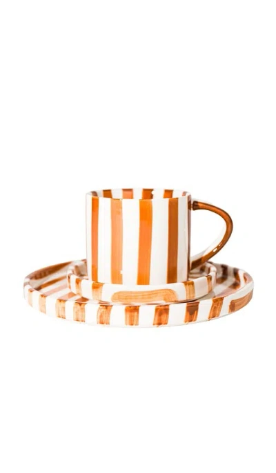 Noon & Moon Summer Beach Coffee Cup & Plate Set In Multi