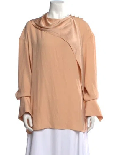 Pre-owned Noon By Noor Cowl Neck Long Sleeve Blouse In Neutral