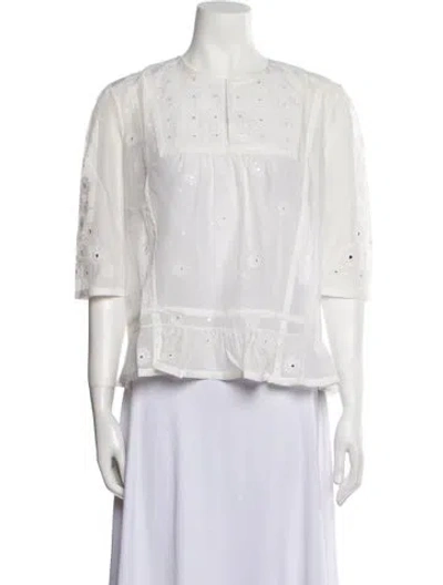 Pre-owned Noon By Noor Crew Neck Three-quarter Sleeve Crop Top W/ Tags In White