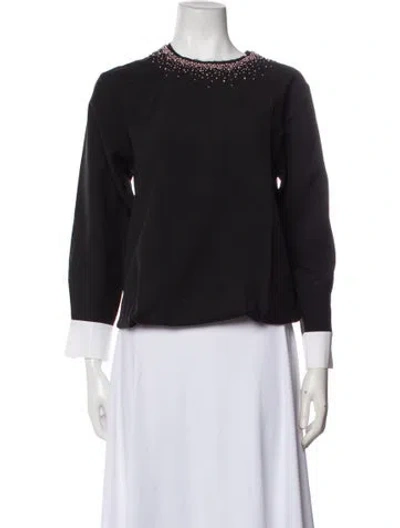 Pre-owned Noon By Noor Crew Neck Three-quarter Sleeve Top W/ Tags In Black
