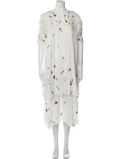 Pre-owned Noon By Noor Floral Print Long Dress W/ Tags In White