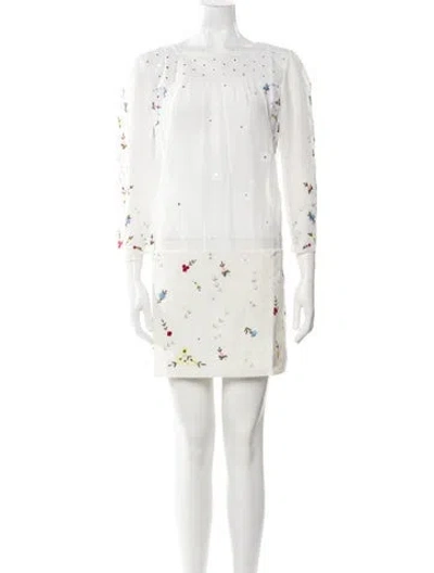 Pre-owned Noon By Noor Floral Print Mini Dress W/ Tags In White