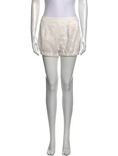 Pre-owned Noon By Noor Floral Print Mini Shorts In White