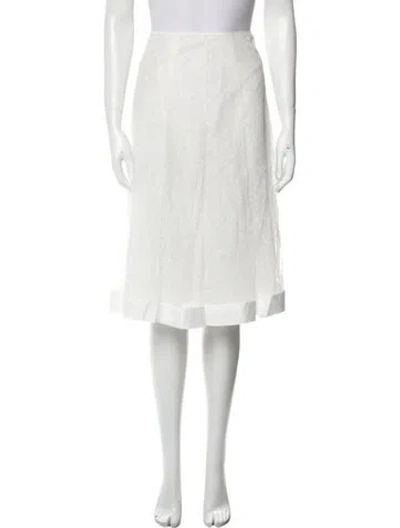 Pre-owned Noon By Noor Mesh Accents Knee-length Skirt In White