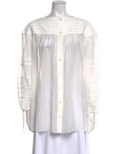 Pre-owned Noon By Noor Off-the-shoulder Long Sleeve Tunic In White