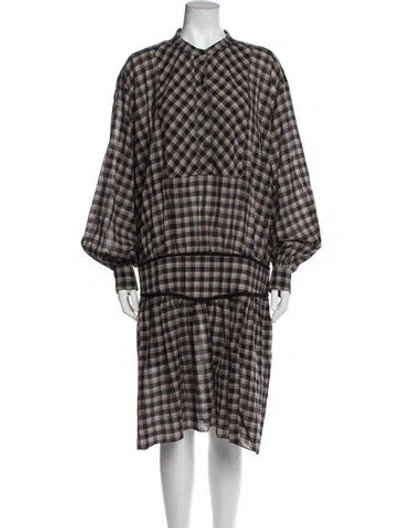 Pre-owned Noon By Noor Plaid Print Knee-length Dress W/ Tags In Black