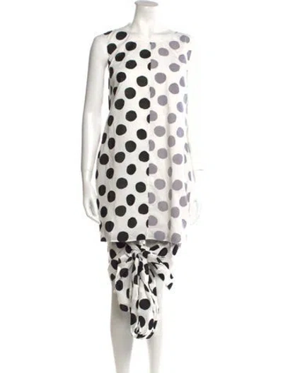 Pre-owned Noon By Noor Polka Dot Print Knee-length Dress In White