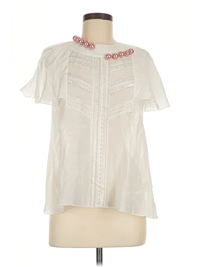 Pre-owned Noon By Noor Short Sleeve Blouse In White