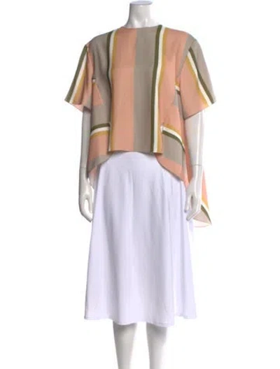 Pre-owned Noon By Noor Striped Bateau Neckline Blouse In Multi