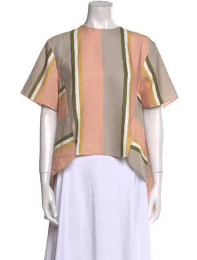 Pre-owned Noon By Noor Striped Crew Neck Crop Top In Orange