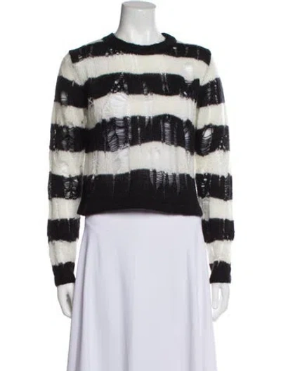 Pre-owned Noon By Noor Striped Crew Neck Sweater In Black