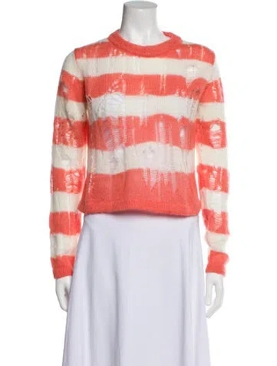Pre-owned Noon By Noor Striped Crew Neck Sweater In Orange