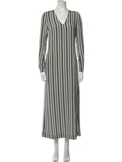 Pre-owned Noon By Noor Striped Long Dress In White