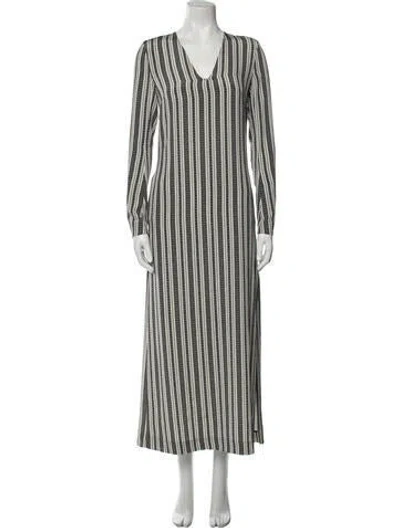 Pre-owned Noon By Noor Striped Long Dress In White