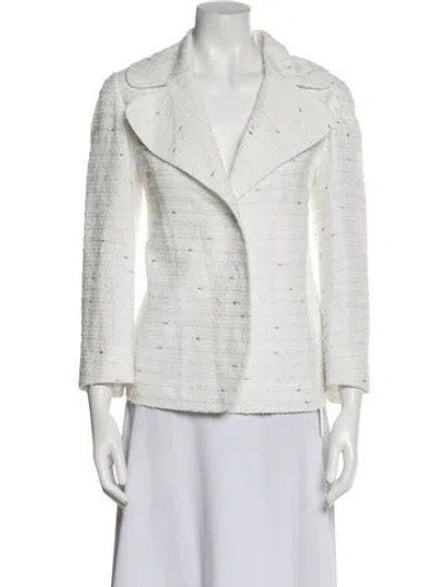 Pre-owned Noon By Noor Tweed Pattern Evening Jacket In White