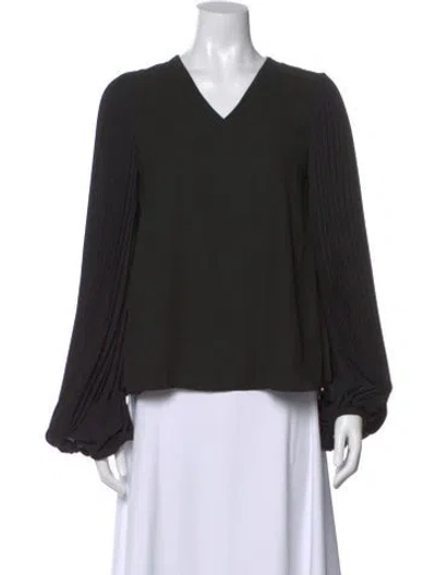 Pre-owned Noon By Noor V-neck Long Sleeve Blouse In Black