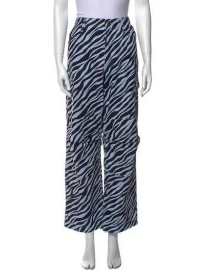 Pre-owned Noon Goons Animal Print Wide Leg Pants In Blue