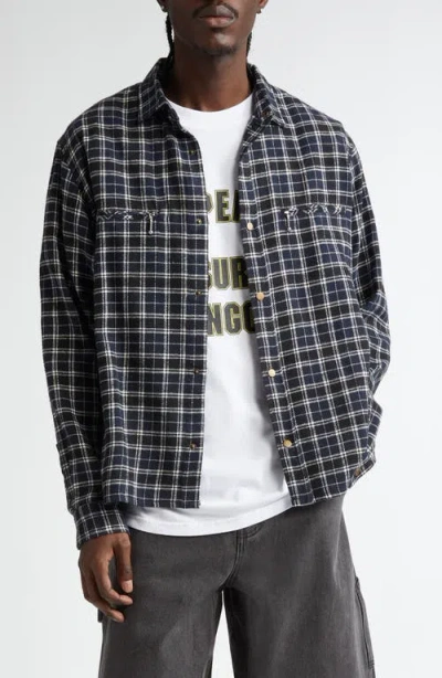 Noon Goons Baja Plaid Snap-up Shirt In Black
