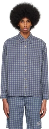 Noon Goons Blue Surf Denim Shirt In Surf Plaid