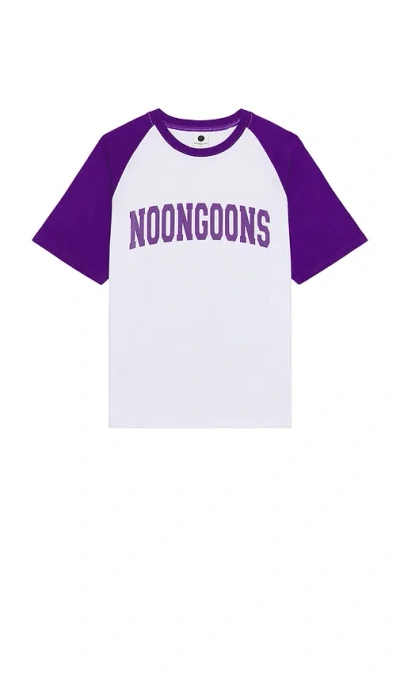 Noon Goons Gametime Raglan Tee In White/purple