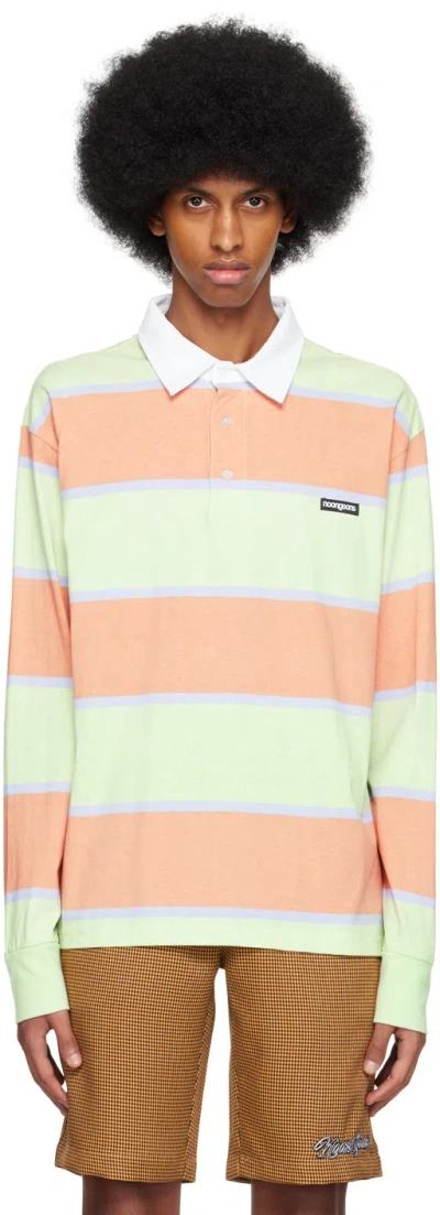 Noon Goons Green & Orange Rideshop Polo In Shell Sand