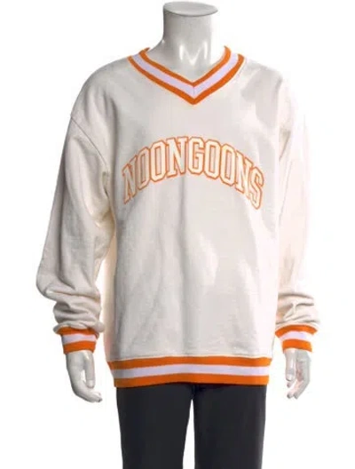 Pre-owned Noon Goons Striped V-neck Sweatshirt In White
