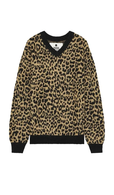 Noon Goons V Neck Sweater In Leopard