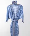 Noonday Gingham Robe And Scrunchie In Blue