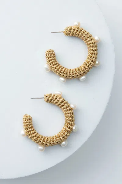 Noonday Golden Crochet Pearl Hoops