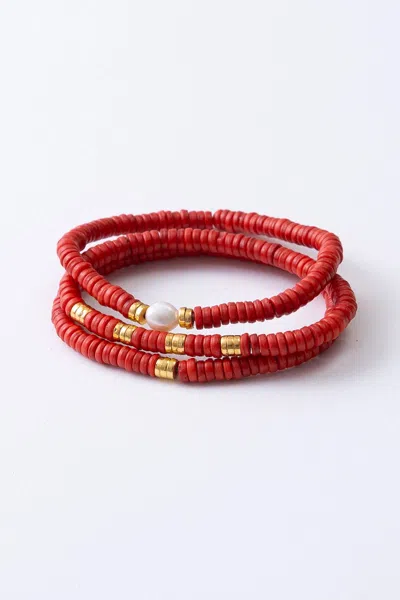 Noonday Heishi Bracelet Set, Saffron