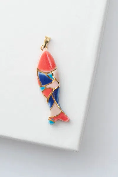 Noonday Mosaic Fish Charm In Gold