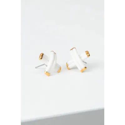Noonday Porcelain Criss-cross Studs In White