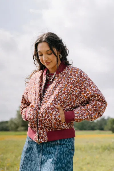 Noonday Quilted Bomber Jacket, Floral Ikat In Multi