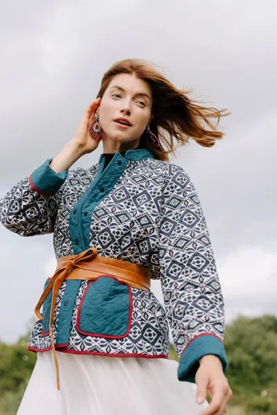 Noonday Reversible Quilted Jacket, Azulejo In Multi