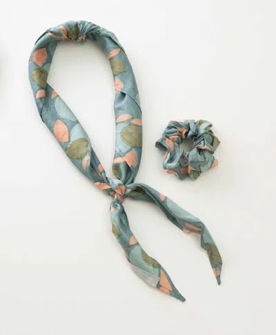 Noonday Silk Scrunchie And Scarf Set In Blue