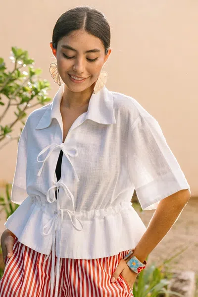 Noonday Tie Cinch Blouse, White