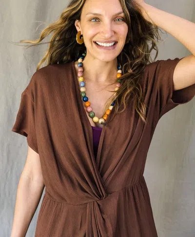 Noonday Twist Dress, Teak In Brown