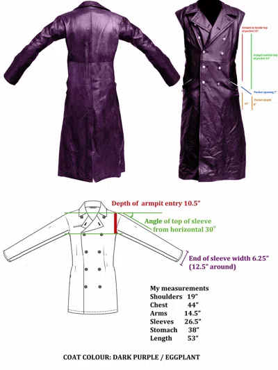 Pre-owned Noora Men's Custom Trench Coat Color: Dark Purple