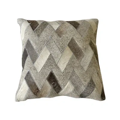 Noori Rug Chevron Cowhide Throw Pillow In Gray;beige;ivory