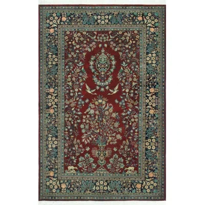Noori Rug Heirloom Shakar Gah Red Rug In Green,beige,dark Gray