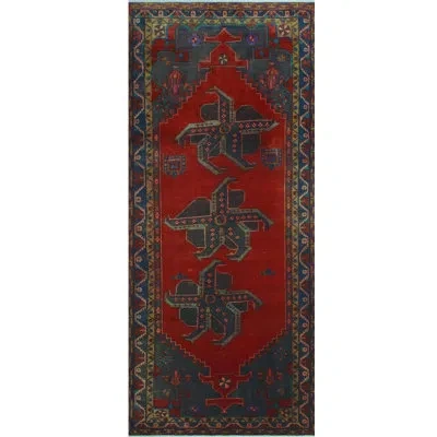 Noori Rug One-of-a-kind Darell Hand-knotted 2010s Burgundy/dark Gray 4'7" X 10'11" Runner Wool Area Rug In Red;grey