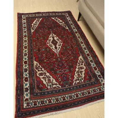 Noori Rug One-of-a-kind Hand-knotted 1980s Burgundy 3'10" X 6'6" Wool Area Rug In Ivory