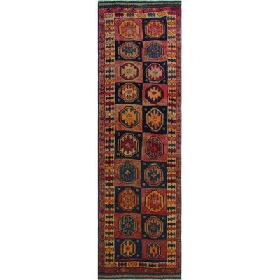Noori Rug One-of-a-kind Hand-knotted 1980s Red/orange 3'8" X 13'2" Runner Wool Area Rug In Pink;navy