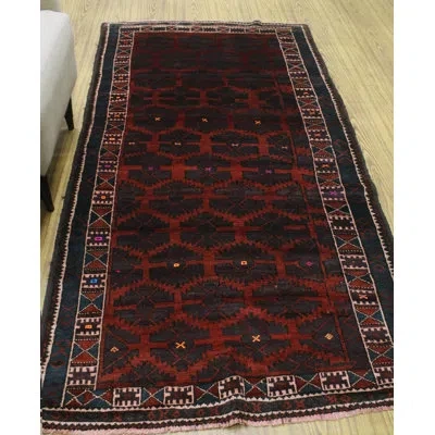 Noori Rug One-of-a-kind Hand-knotted New Age Red/black 4' X 8'2" Wool Area Rug In Green