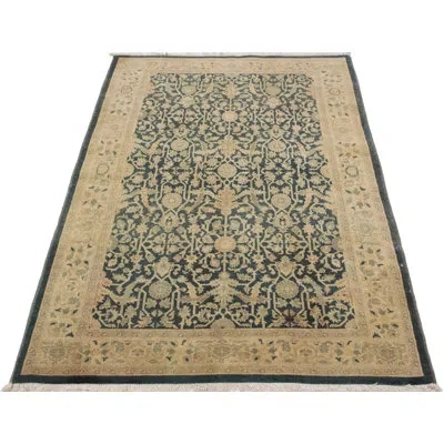 Noori Rug One-of-a-kind Sun-faded Hand-knotted New Age Beige/black 4'2" X 6' Wool Area Rug In Black;beige